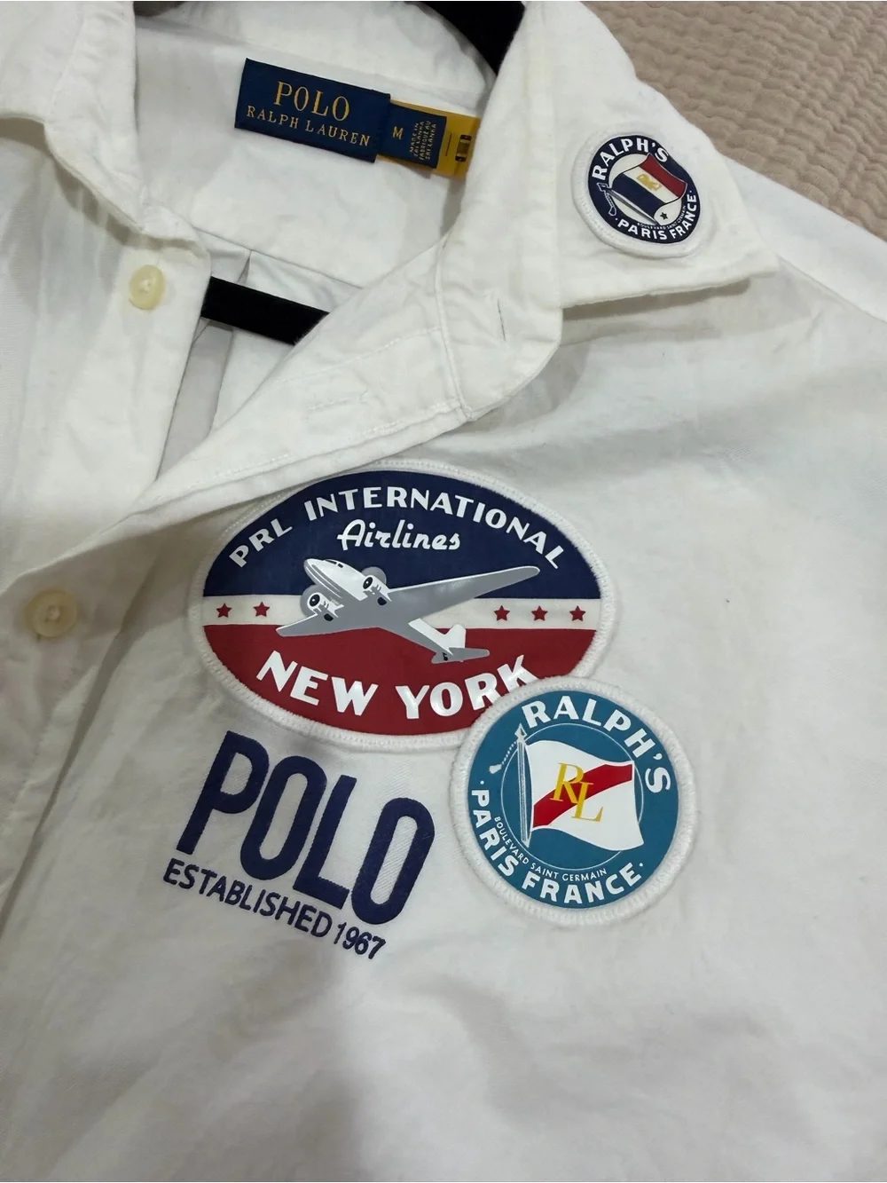 POLO Ralph Lauren Button Up Shirt w/ Patches Size M Never Worn - Picture 6 of 9